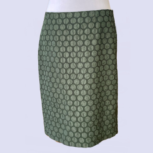 Anthropologie Dresses & Skirts - Anthropologie Maeve Green Jacquard Polka Dot Pencil Skirt Size 10